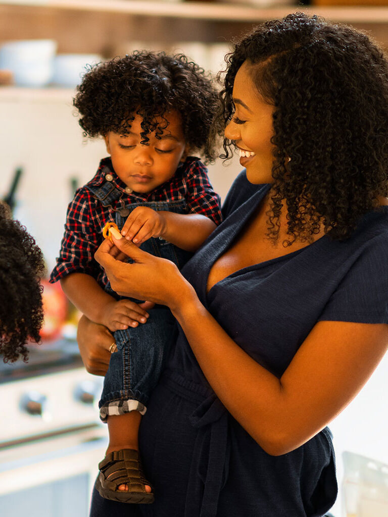 young family in kitchen