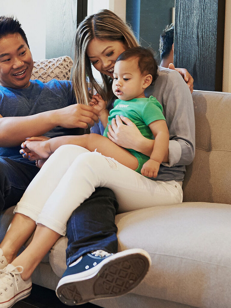family on couch