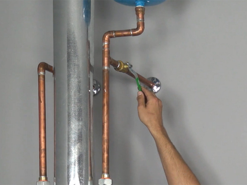 Closing plumbing valve to shut off water