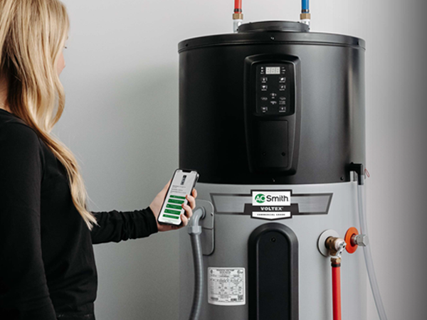 scanning QR code on water heater scanning QR code on water heater